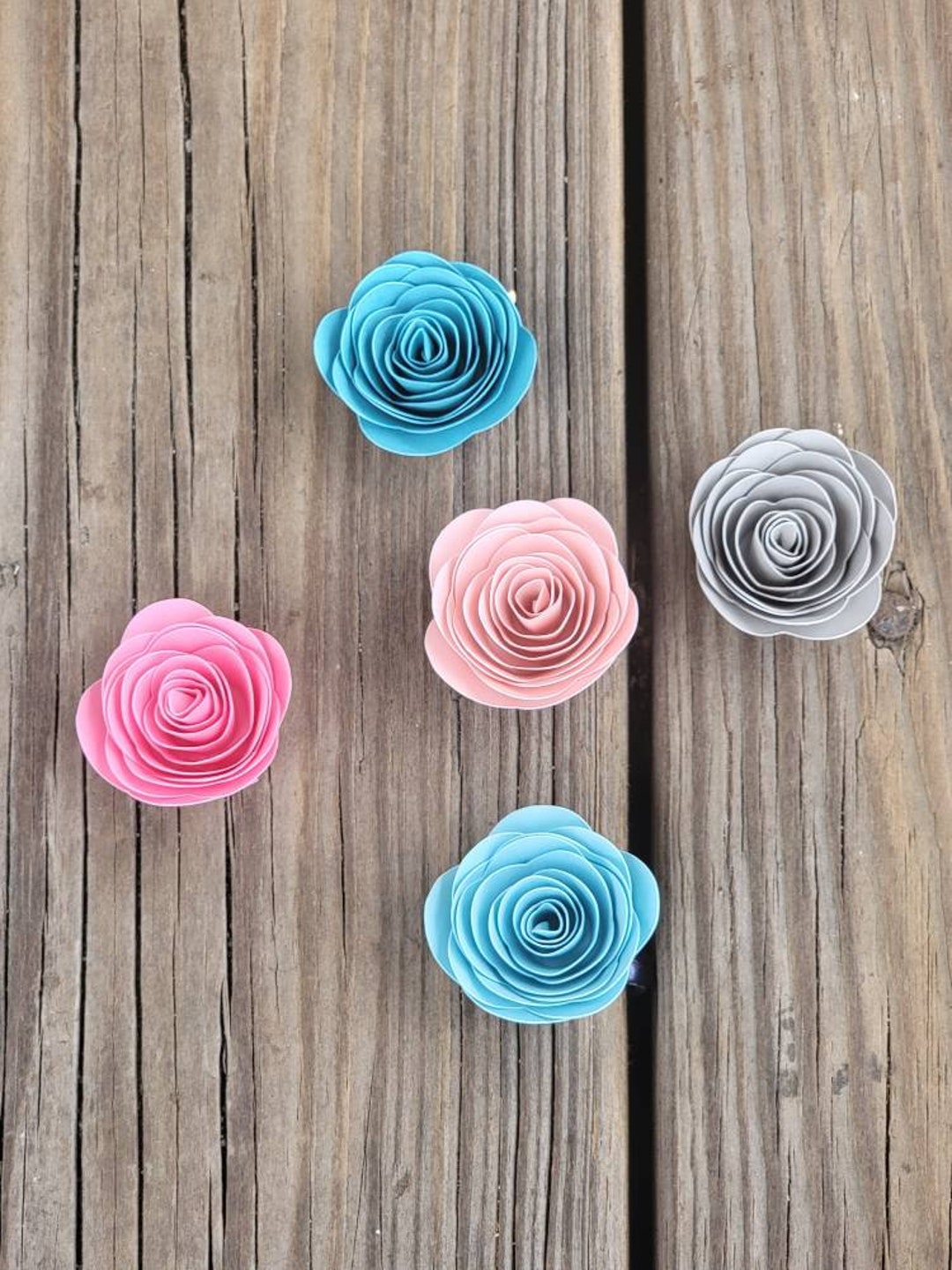 25 Shades of Pink,blue and Grey Paper Flowers.rolled Paper Flowers