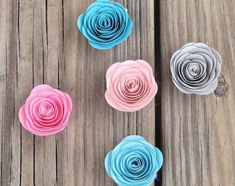 25 Shades of Pink,Blue and Grey Paper Flowers.Rolled Paper Flowers.Loose Flowers.Party Decorations. Wedding Table Decor. Small Flowers.