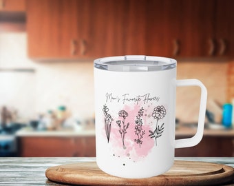 Custom Birth Month Birth Flower Insulated Coffee Mug