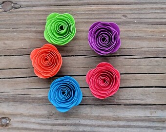 30 MINI Fiesta Blue, Orange, Purple, Green and Red Roses.Loose Flowers. Wedding Table Decor.Bridal Shower Decor.Baby Shower Decor.