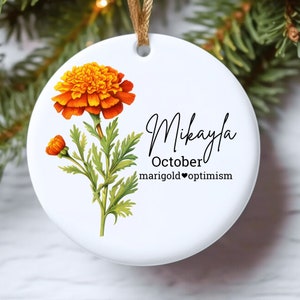 Personalized Birth Month Flower Christmas Ornament