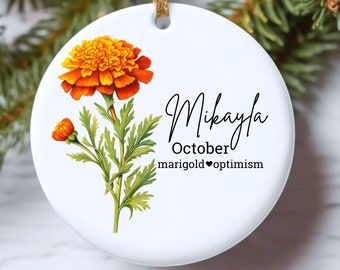 Personalized Birth Month Flower Christmas Ornament