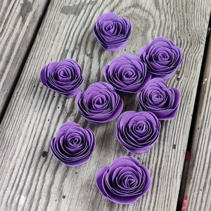 25 DARK PURPLE Paper FLOWERS. Rolled Paper Flowers. Loose Flowers. Party Decorations. Wedding Table Decor. Table Scatter. Small Flowers.