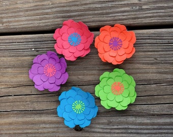 25 Fiesta Blue, Orange, Purple, Green and Red Paper Flowers. Paper Roses.Loose Papaer Flowers.Party Decorations. Wedding Table Decor.