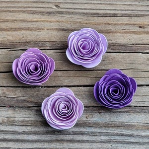 30 MINI Shades of Purple Roses.  3d Paper Flowers.Loose Flowers. Wedding Table Decor.Bridal Shower Decor.Baby Shower Decor.Embellishments.