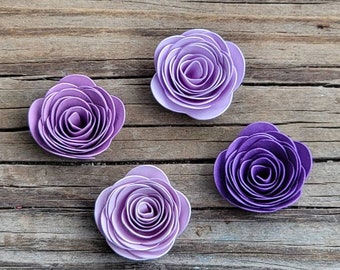 30 MINI Shades of Purple Roses.  3d Paper Flowers.Loose Flowers. Wedding Table Decor.Bridal Shower Decor.Baby Shower Decor.Embellishments.