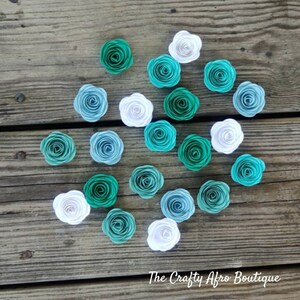 25 Shades of MINT GREEN & WHITE Paper Flowers.Rolled Paper Flowers.Loose Flowers.Party Decorations. Wedding Table Decor. Small Flowers.