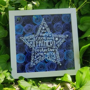 Father&#39;s Day Paper Flower Shadow Box.Birthday Gift.Personalized Gift.Gift for Dad.Star Gift.Custom Gift.Table Top Decoration