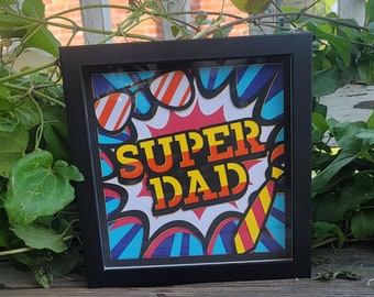 Super Dad 3D Shadow Box. Father's Day Gift from Kids. Gift for Dad.