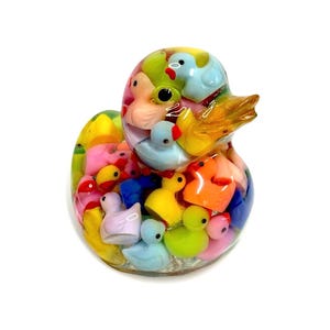 Multi colored duck, multi colored, Ducks in Duck, rainbow duck, Glow duck, cruise duck, desk duck, kitsch, unique, handmade, with gift box!