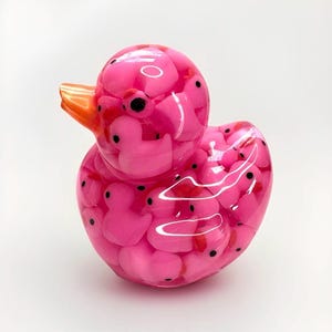 Roze eend, gele eend, witte eend, veelkleurige eend, eenden in eend, handgemaakt cadeau, eendcadeau, eenden, uniek, kitsch, met geschenkdoos