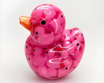Pink Duck, Yellow Duck, white duck, multi color duck, ducks in duck, handmade gift, duck gift, ducks, unique, kitsch, with gift box