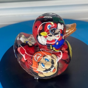 Mario Duck, Super Mario themed Duck! Mini red ducks, youve been ducked, cruise fun gift, resin duck, ready to ship! With gift box