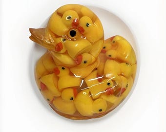 Yellow Duck, Colored Duck ,ducks in duck, duck, dash duck, duck gift, farm, resin duck, handmade, unique, kitsch, themed, with gift box