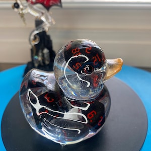 Dungeons and Dragon black and red Duck, Dice in Resin, dice jail, dice vault, one of a kind gift, DND gift DND dice, ooak, with gift box