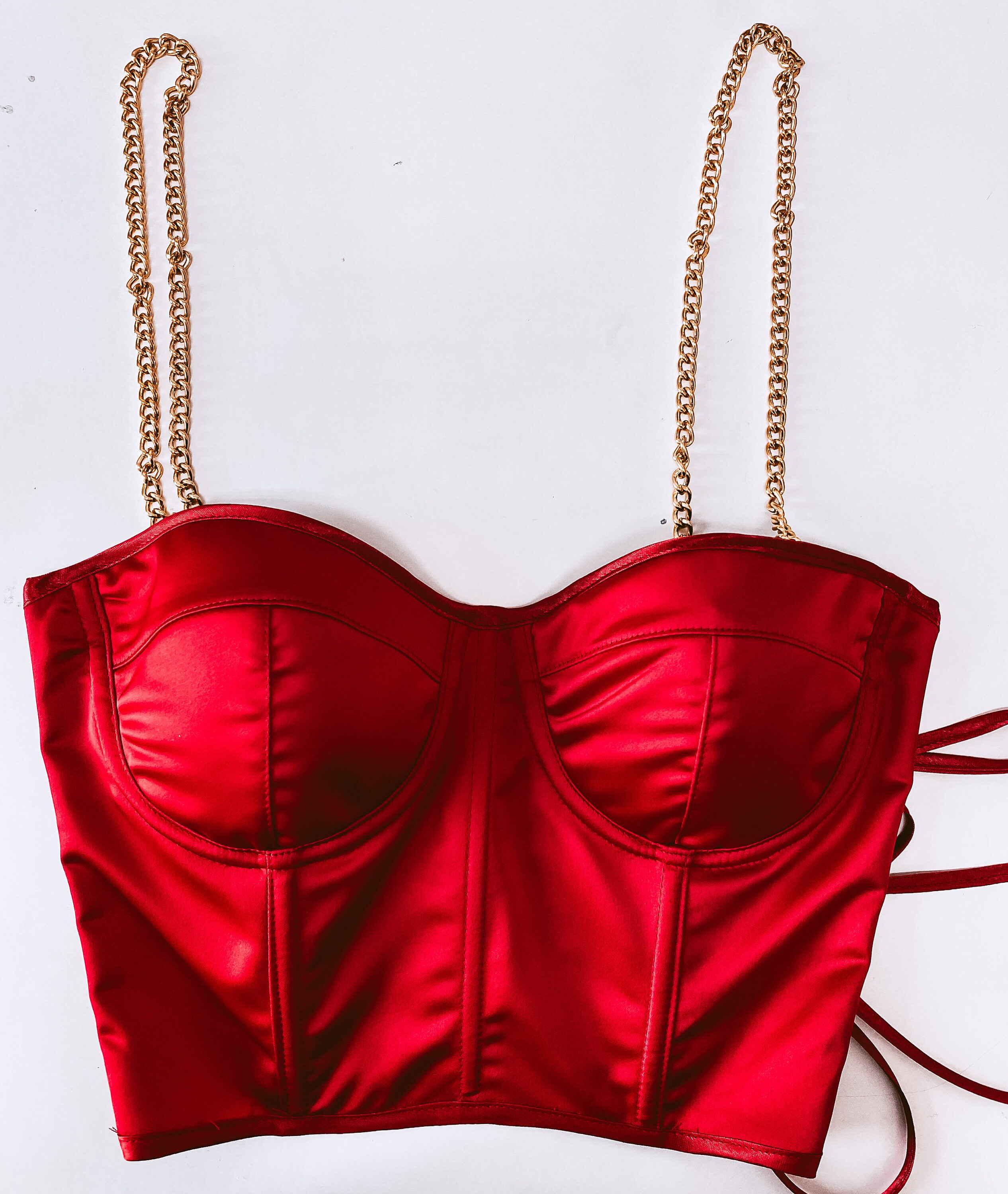 Red Satin Corset Bustier Top Handmade ...