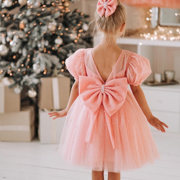 Rosa Mädchenkleid, Blush Blumenmädchenkleid, Erster Geburtstagskleid, Elfenbein Mädchenkleid, Prinzessinnenkleid, Kleinkind Partykleid, Kostüm Mädchen