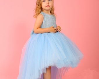 Blue Glitter Tulle dress Baby dress First Birthday outfit Blue girl dress Photoshoot girl dress Toddler party dress Fancy dress girl