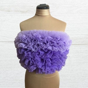 Violet Tulle Top Crop Top Bridesmaids Top Violet Ruffle Woman Top