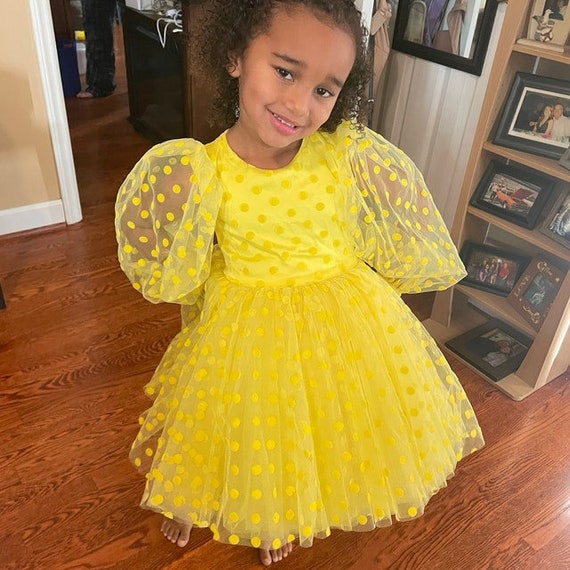 Vestido amarillo Lunares amarillo Vestido de bebé Primer | Etsy España