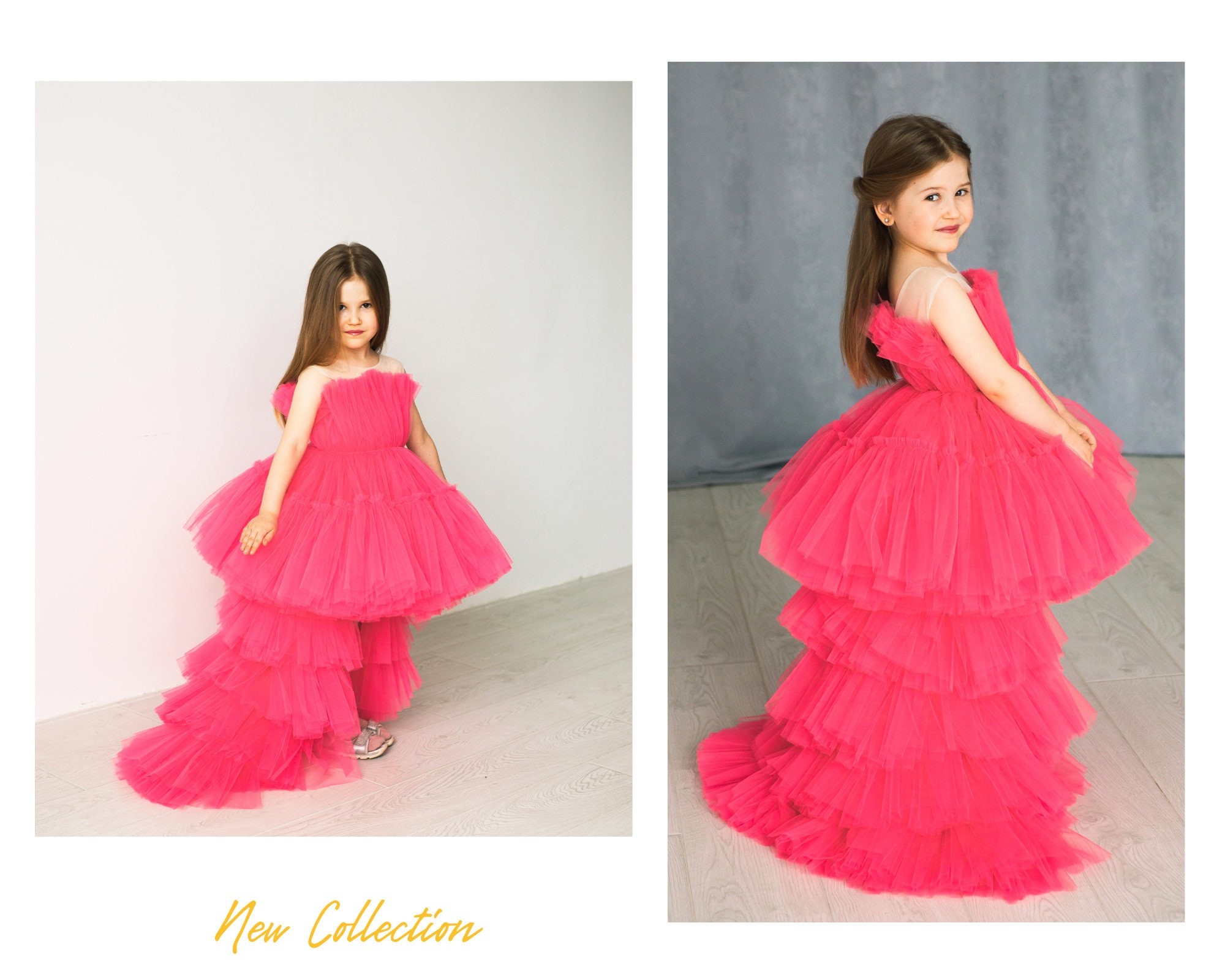 Rose Petal Delight: Multi-Flared Ruffle Gown in Pink. – Urban Codes Clothing