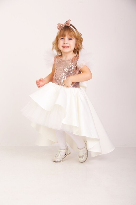 White Blush Sequins Dress Blush Baby Dress First Birthday Outfit