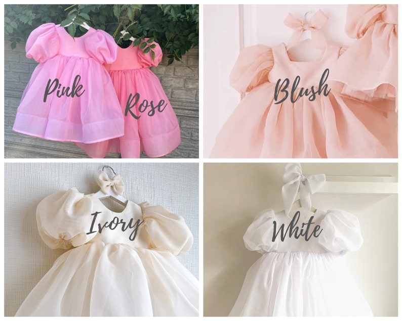 White Organza dress, White Flower Girl dress, First Birthday dress, Ivory Girl Dress, Princess dress, Toddler party dress, Fancy dress girl image 4