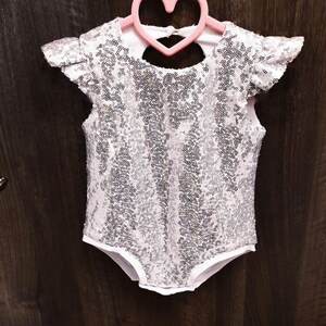 Blush sequin leotard Sequins girl bodysuit Sequins Romper Flowergirl Toddler shirt Sequin Romper Girl sequin top Baby leotard Dance leotard image 2