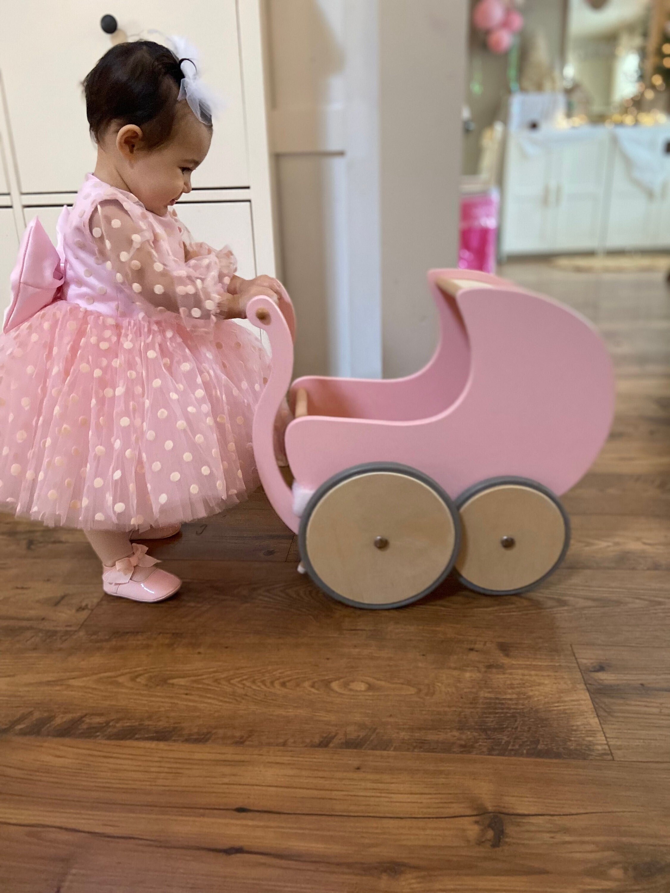 Girls pink polka dot dress deals