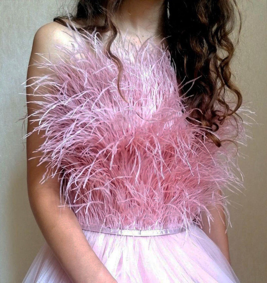Beautiful Blush Feather Tube Top Feather Crop Top Bridesmaids Etsy