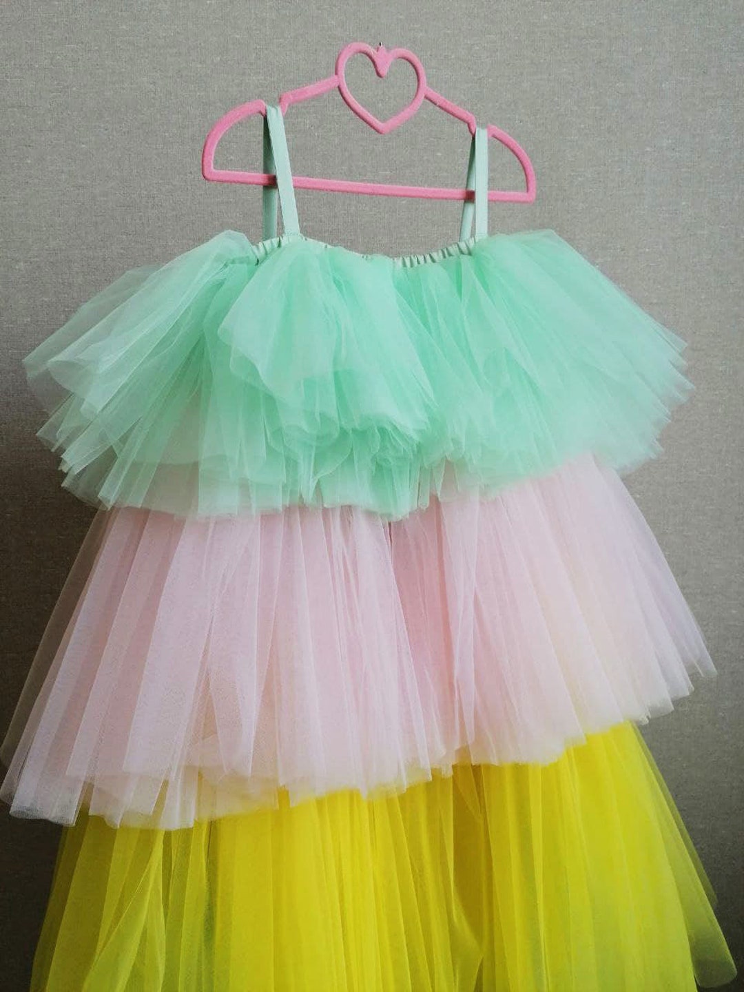 Puffy Сolored Girl Tulle Dress Baby Dress First Birthday Outfit Girl