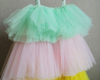 Puffy Сolored Girl tulle dress Baby dress First Birthday outfit  girl dress Photoshoot girl dress Toddler party dress Fancy dress girl