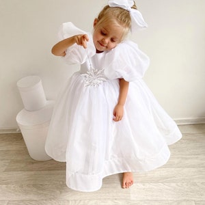 White Organza dress, White Flower Girl dress, First Birthday dress, Ivory Girl Dress, Princess dress, Toddler party dress, Fancy dress girl image 6