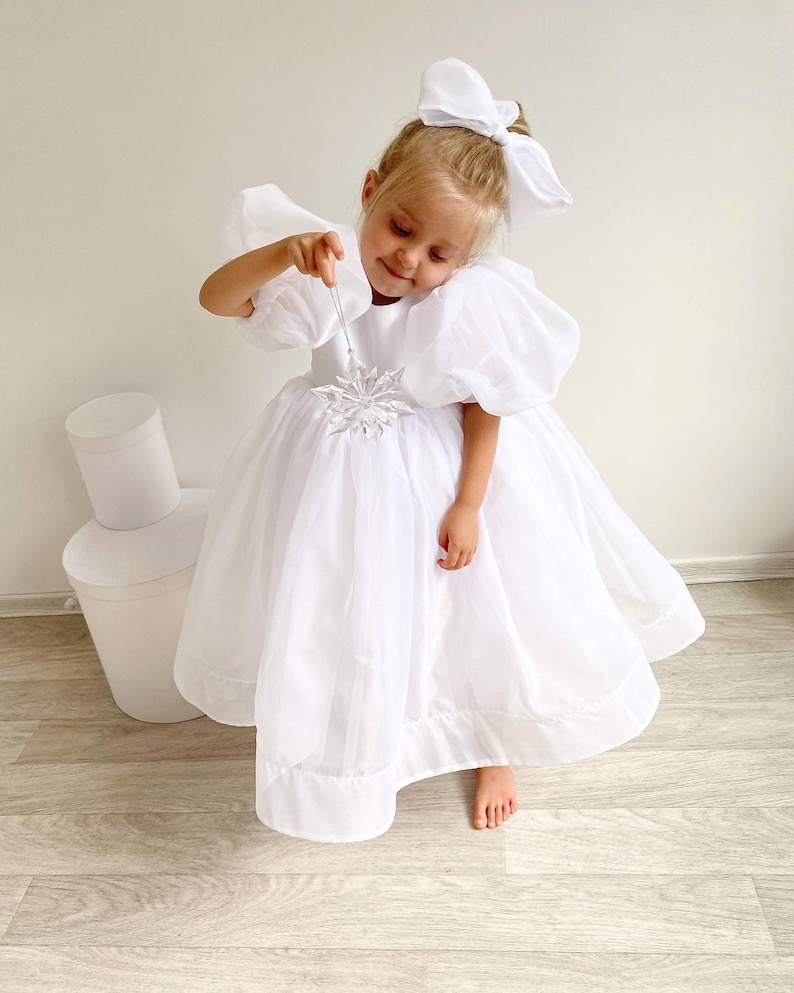 White Organza dress, White Flower Girl dress, First Birthday dress, Ivory Girl Dress, Princess dress, Toddler party dress, Fancy dress girl image 6