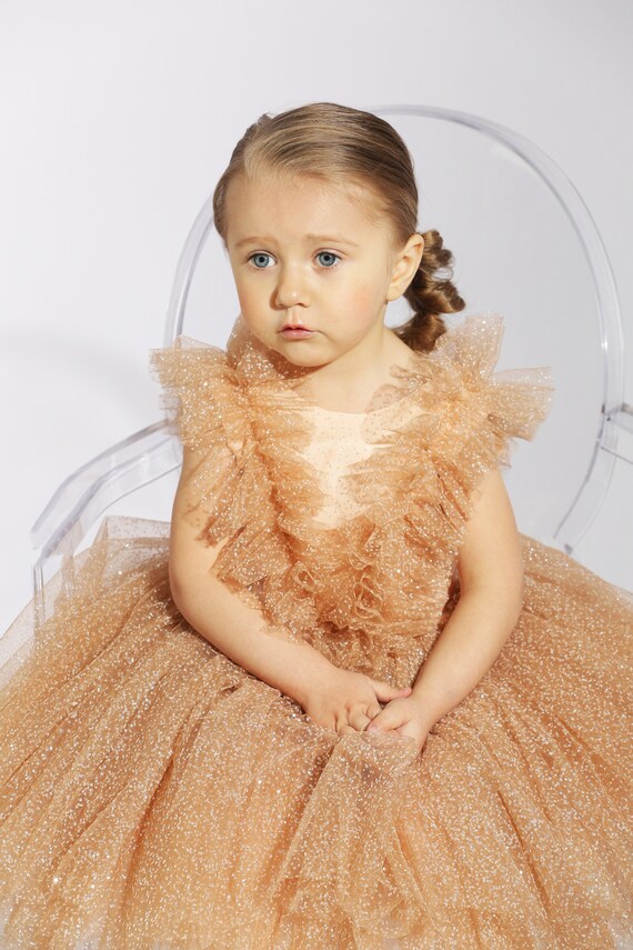 Brillant Beige Fille tulle robe Anniversaire Bebe robe Premier anniversaire tenue Glitter beige fille robe Photoshoot fille robe Enfant Deguisement Etsy France