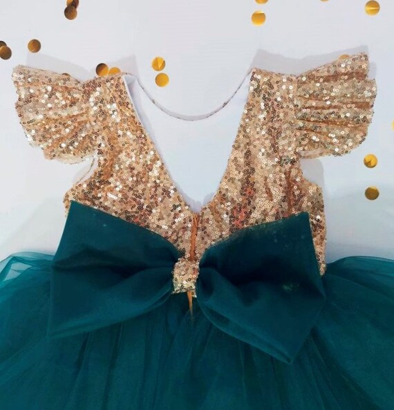 Girl gold cheap dress sequins