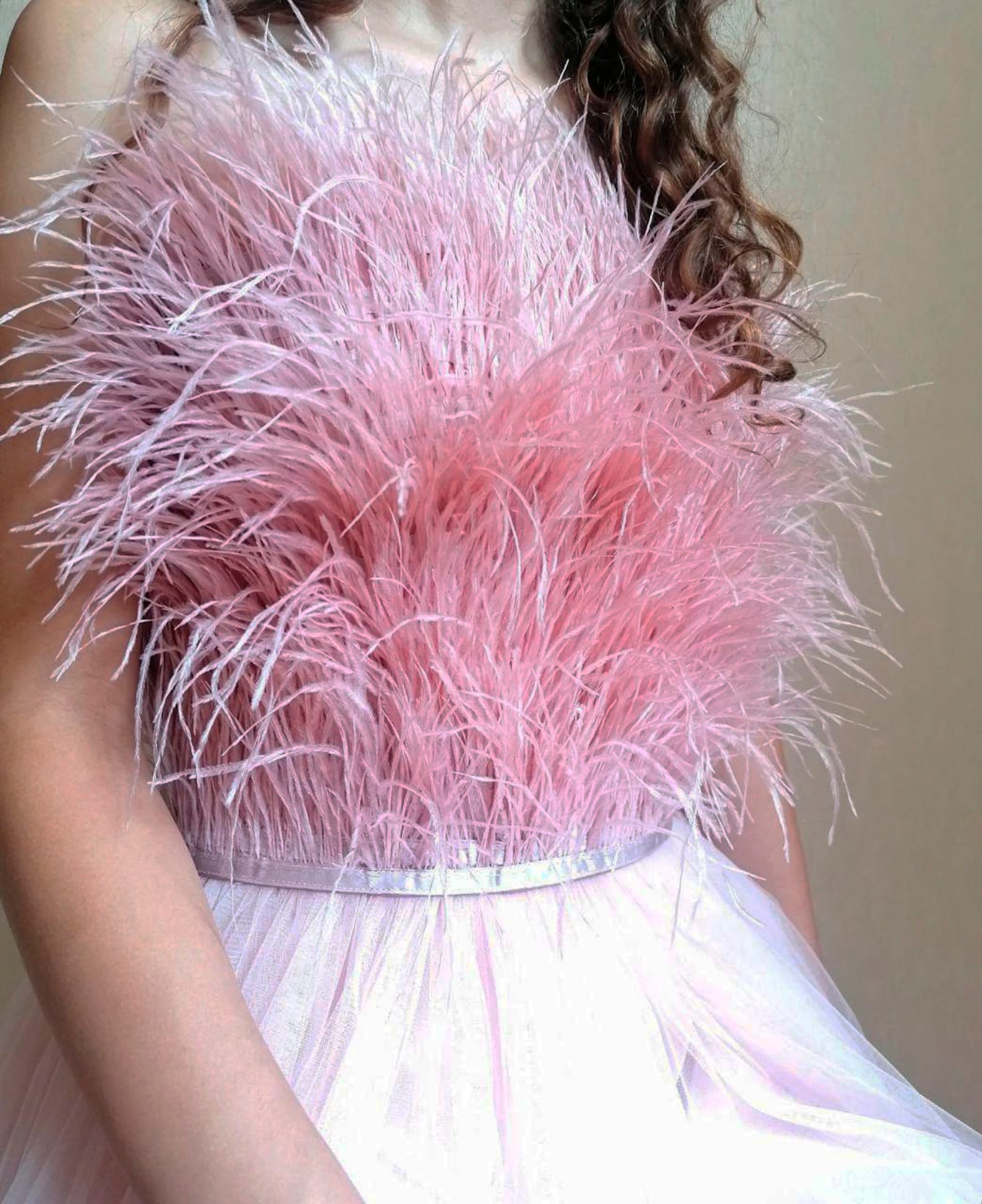 Beautiful Blush Feather Tube Top Feather Crop Top Bridesmaids Etsy