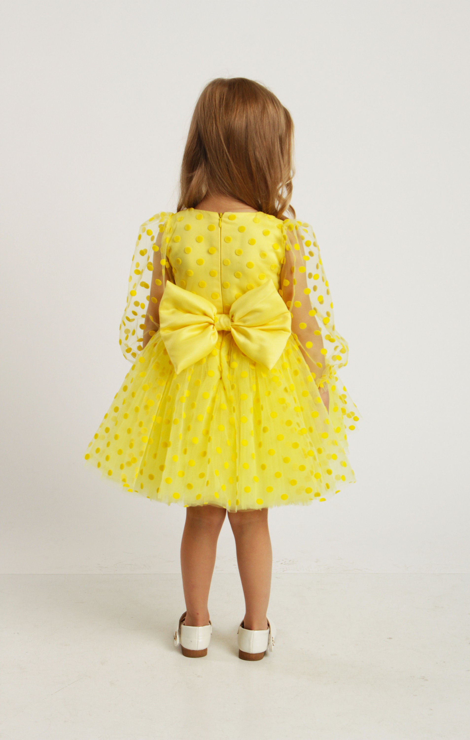 Yellow Girl Dress Polka Dot Yellow Baby Dress First Birthday Etsy