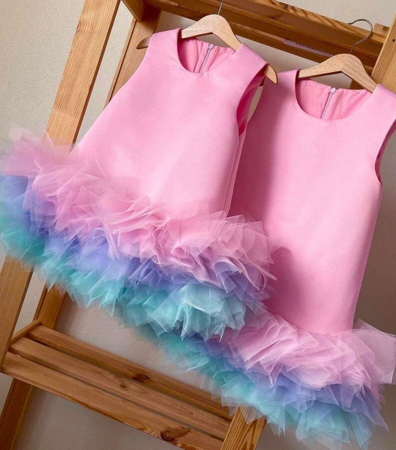 Pink Mint Tulle Dress Baby Dress First Birthday Outfit Pink Etsy