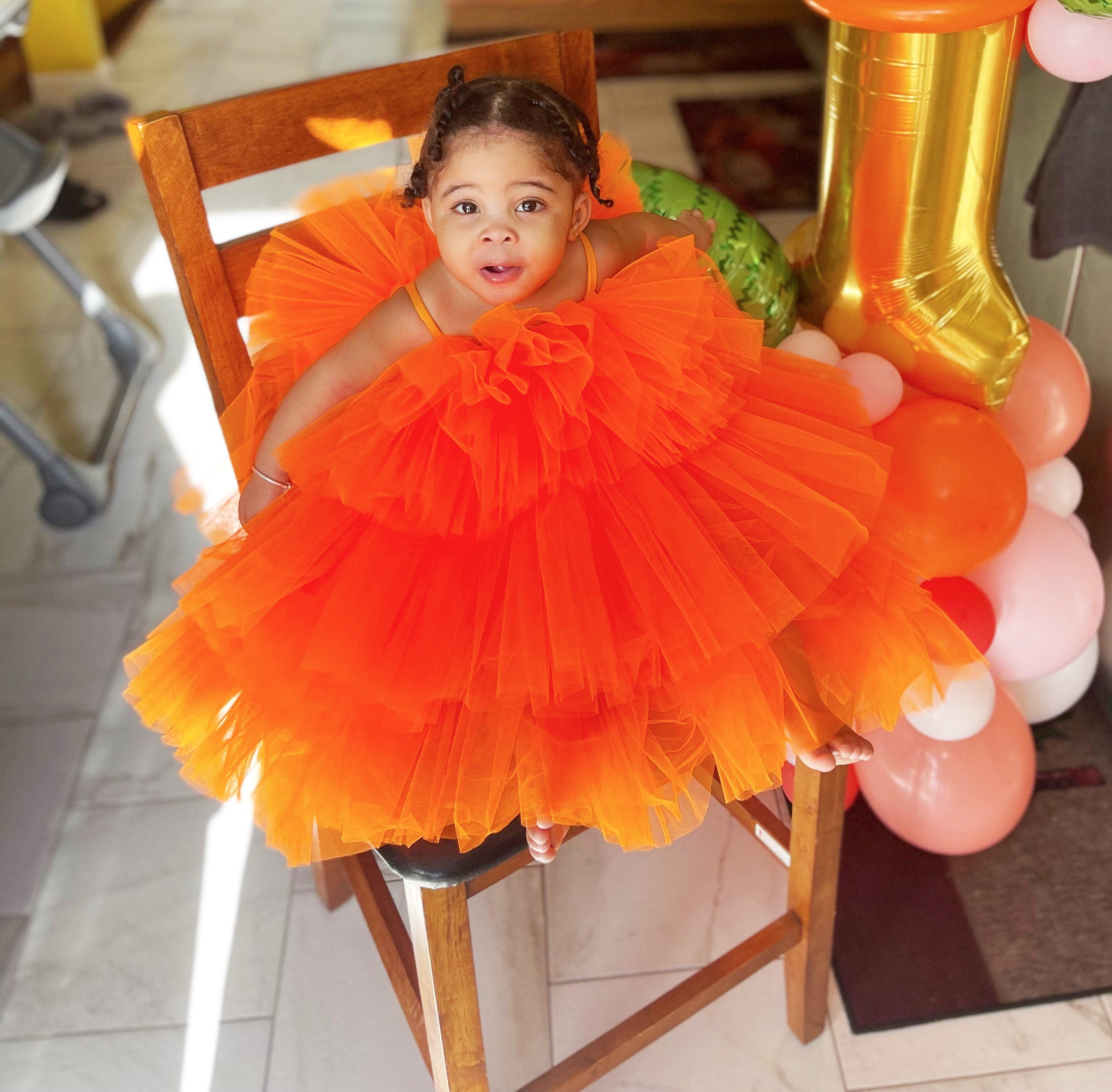 orange birthday dress
