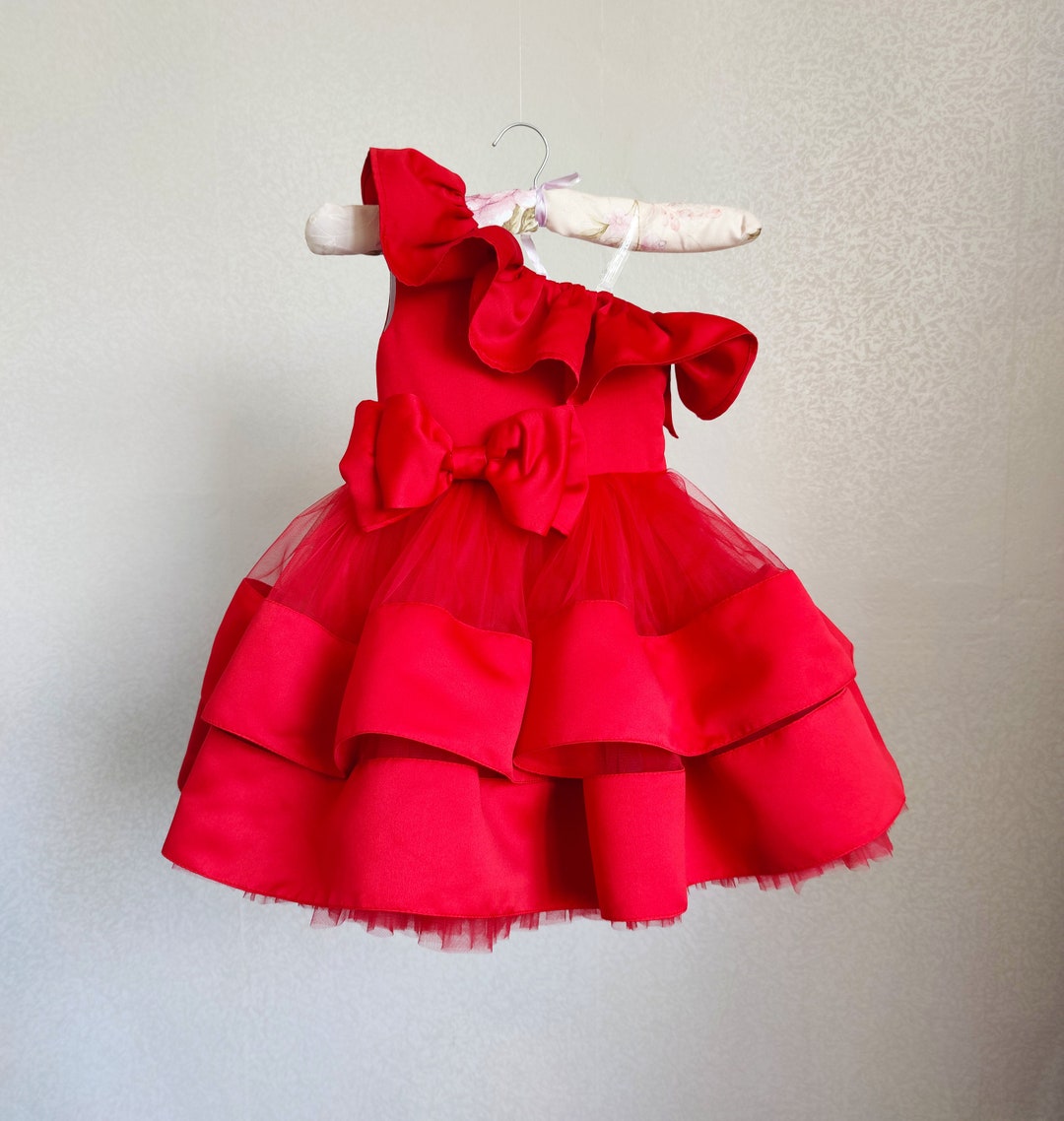 Baby Girls Red Party Tulle Dress with Matching Shoes Set main image 1