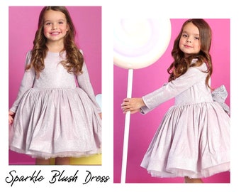 Sparkle Blush Girl dress Flower girl Dress Baby First Birthday Outfit Blush tulle dress Toddler party dress Fancy Dress Wedding girl dress