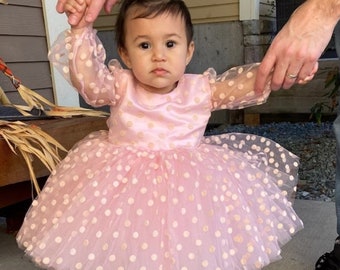 Robe tutu rose pour bébé, 1er anniversaire de fille, robe pour bébé fille, robe pour premier anniversaire, robe d'anniversaire pour fille, robe de soirée fille, robe rose pour fille