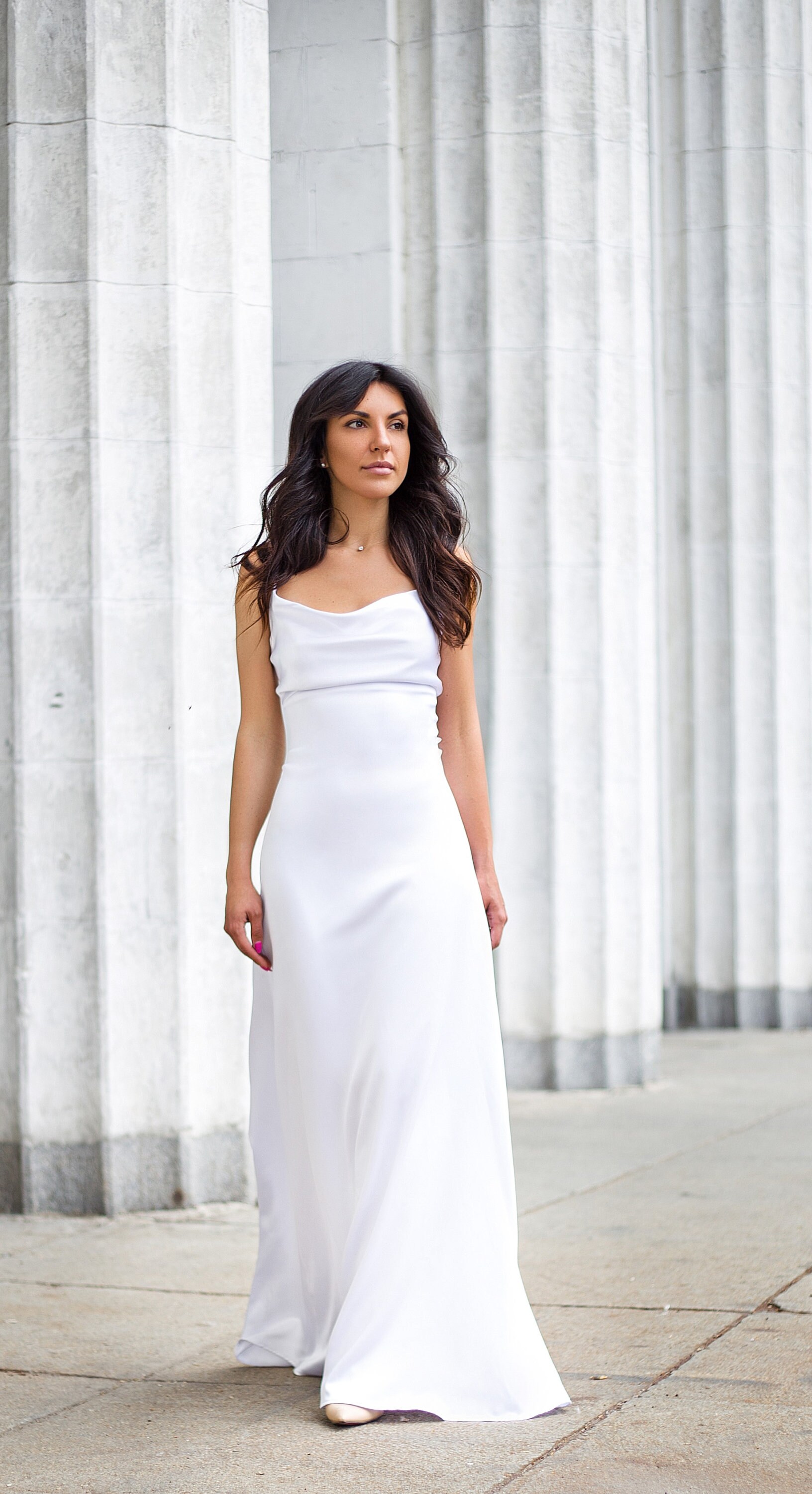 Gorgeous White Silk Satin Dress White Open Back Slip Dress | Etsy