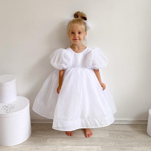 White Organza dress, White Flower Girl dress, First Birthday dress, Ivory Girl Dress, Princess dress, Toddler party dress, Fancy dress girl image 2
