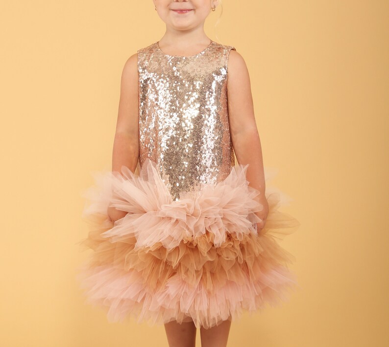Gold Sequins Girl Dress Gold Baby Dress First Birthday Outfit Etsy
