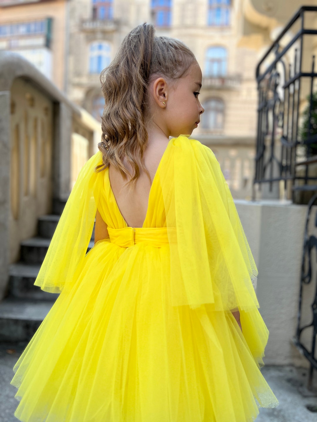 Yellow Тulle Dress Yellow Flower Girl Dress First Birthday Outfit Tulle