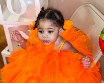 Orange colour clearance baby girl dress