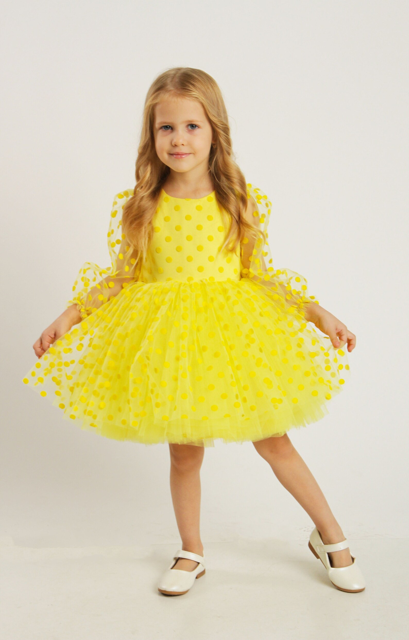 Yellow Girl Dress Polka Dot Yellow Baby Dress First Birthday Etsy