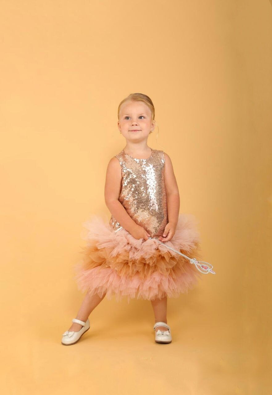 gold sequin tutu dress Little and Big Girls Gold Blush Sequin Tutu Skirt
